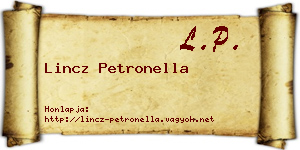 Lincz Petronella névjegykártya